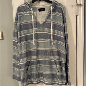 Lucky Brand Blue and Gray Striped Hoodie